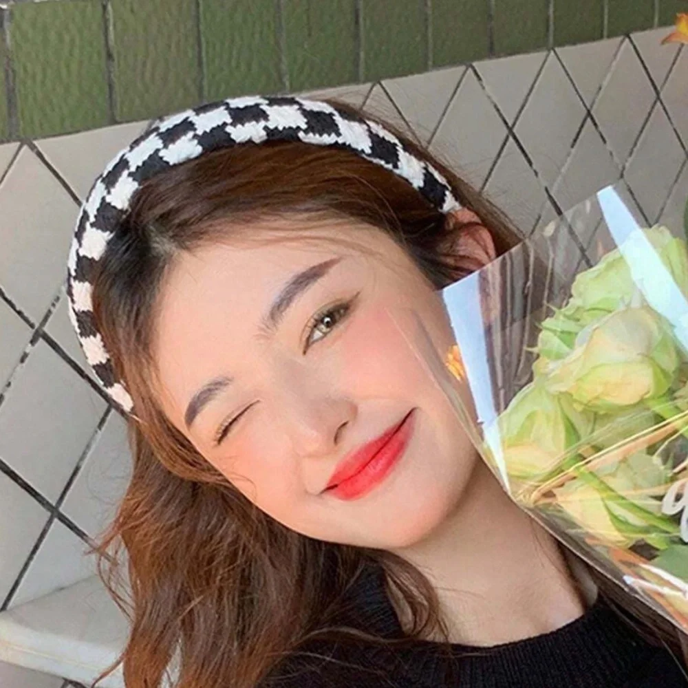 Neutral Plaid Minimalist Headband - Picture 3 of 9